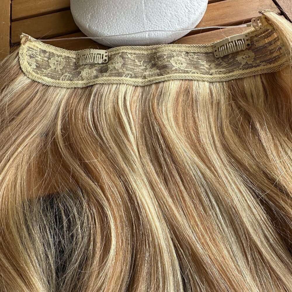 Dark blond halo topper hair piece - Picture 3 of 5